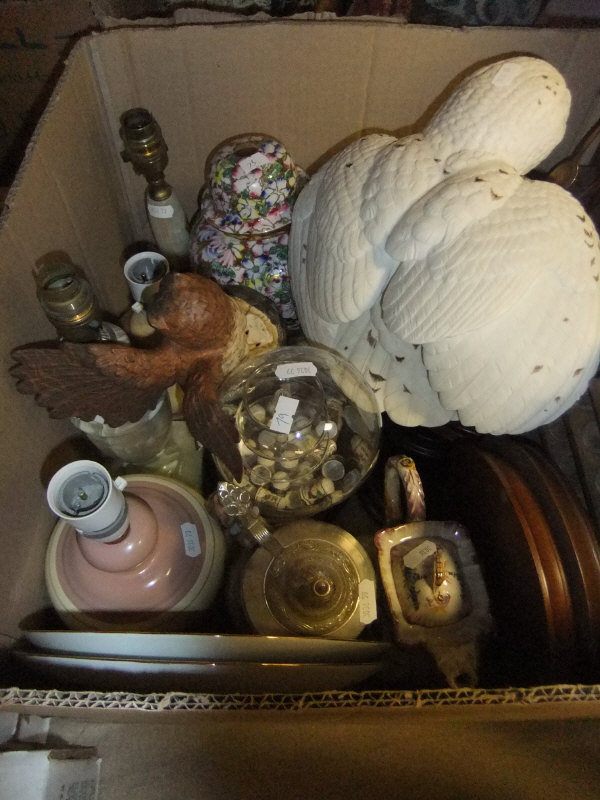 A box containing assorted copper and brasswares to include jardiniers, etc. - Image 2 of 2