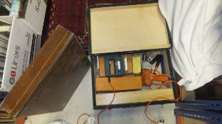 A box containing various hand tools,