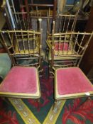 A set of six gold painted metal framed chairs, serpentine fronted reproduction chest,