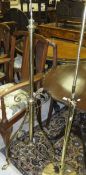 A late 19th Century telescopic brass standard lamp and five further standard lamps