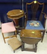 A mid 20th Century Danish designer teak framed dressing stool,