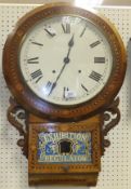 A mahogany cased "Exhibition Regulator", eight day drop dial wall clock with Roman numerals to the