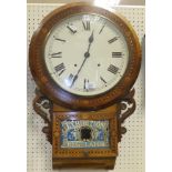 A mahogany cased "Exhibition Regulator", eight day drop dial wall clock with Roman numerals to the