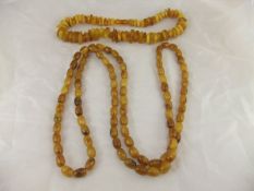 Two amber beaded necklaces CONDITION REPORTS Total gross weight approx. 118 gms.  Overall with