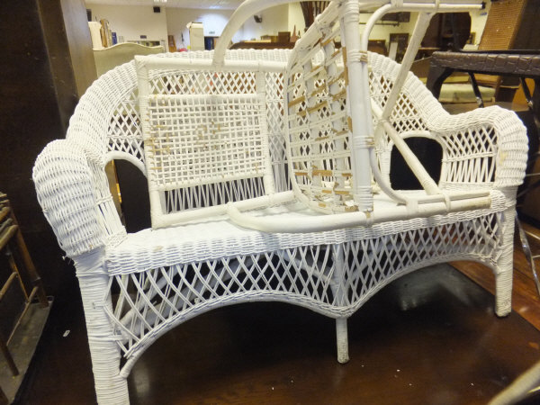 An Empire style desk chair, needlework fire screen, two folding chairs, - Image 2 of 2