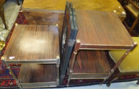 A modern simulated rosewood and silt painted two tier whatnot,