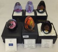 A collection of six Caithness glass paperweights - "Mephistopheles", No'd. 151/650, "Royale", No'd.