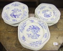 A collection of 19th Century Jon & William Ridgway Stone china soup plates and salad plates