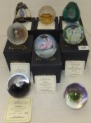 A collection of eight Caithness glass paperweights - "Sea Kelp", No'd.