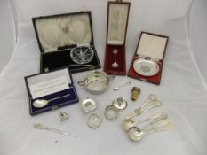 A box of assorted silver, etc.