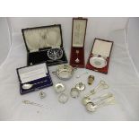 A box of assorted silver, etc.