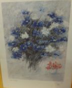 AFTER PHILIP "Blue flowers", colour print, signed in pencil lower right,
