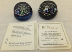 Two Caithness glass Whitefriars paperweights - "Spread of Roses", No'd. 76/750, bears signature /