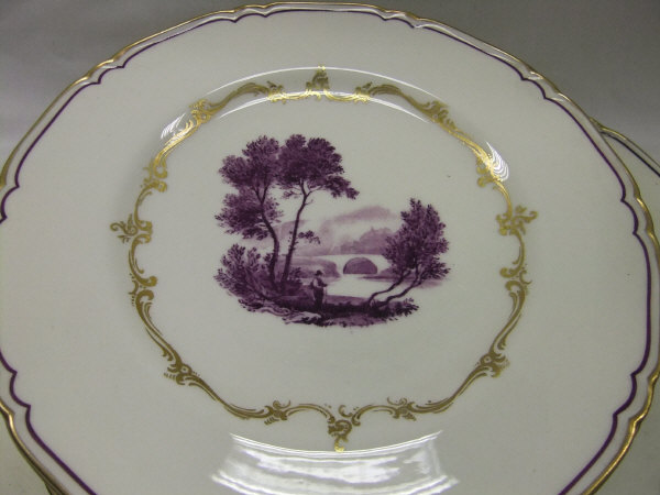A Royal Worcester "The Chamberlain" part tea set with puce printed decoration and scrolling - Image 2 of 2
