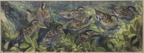 ENGLISH SCHOOL "Ducks on river", watercolour,