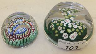 Two Whitefriars millefiore paperweights with signature / date cane, one for 1977, the other for 1978