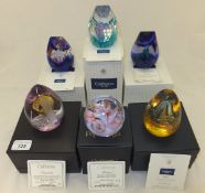 A collection of six Caithness glass paperweight - "Omphalos", No'd. 61/350, "Paradise", No'd. 311/