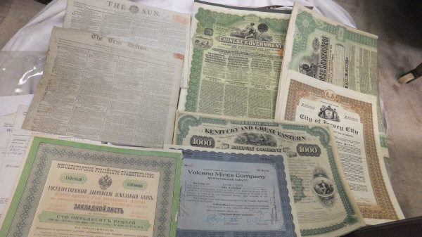 A quantity of various Share Certificates including "Chinese Government Five Per Cent Reorganisation