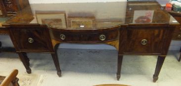 A Regency mahogany and inlaid breakfront sideboard,