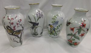 A collection of six modern baluster shaped vases to include Franklin porcelain, etc,