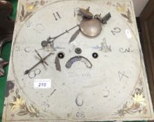 A circa 1800 eight day long cased clock movement, the dial marked "Thos Barctey, Denbigh" with