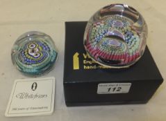 A Whitefriars millefiore glass paperweight depicting a fish, with signature/date cane for 1978,