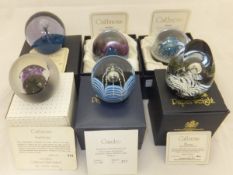 A collection of six Caithness glass paperweights - "Nomad", No'd. 977/1000, "Ice Flame", No'd.