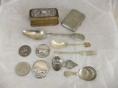 A collection of silver wares to include a George V silver topped wooden ring box (Chester 1910),