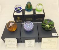 A collection of six Caithness glass paperweights - "Sea Pearl", No'd.