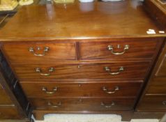 A 19th Century mahogany chest of two short and three long graduated drawers,