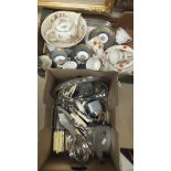 A box of chinawares to include a Myott part tea service, a George Jones & Sons part tea service,