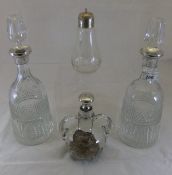 A pair of modern silver Royal Brierley cut glass decanters with silver mounts one by Mappin & Webb