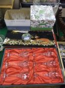 A collection of glass and chinawares to include a Portmeirion "Botanic Garden" glass bowl (boxed),