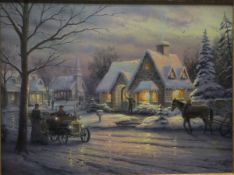 AFTER THOMAS KINKADE - seven assorted colour prints on canvas, to include "Silent Night", No'd.