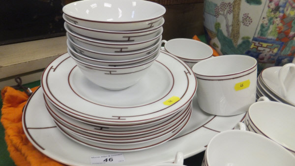 A collection of Hermes "Rythme" pattern porcelain dinner wares to include oval platter, six - Image 10 of 14