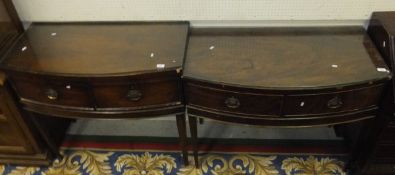 A 19th Century mahogany bow fronted side table with two drawers on square tapered legs,