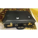 A black leather briefcase