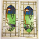 A pair of leaded and coloured glass panels CONDITION REPORTS Both with some cracks/broken