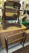 A 19th Century mahogany dressing mirror with shaped base,