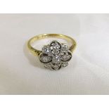 An 18 carat gold and diamond set dress ring in the form of a flower CONDITION REPORTS Overall with