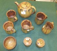 A collection of studio pottery wares by Jeff Jelfs of Bourton-on-the-Water to include teapot,