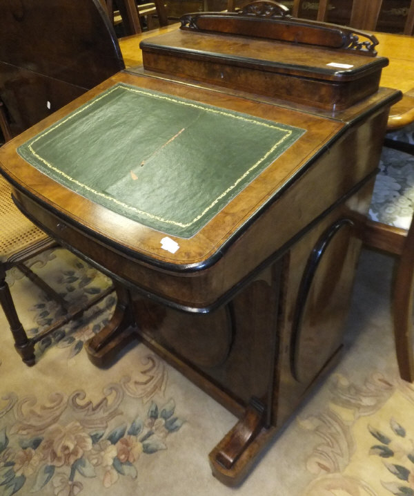 A Victorian walnut davenport desk,