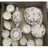 A collection of Minton "Ancestral" pattern tea wares to include two cake plates, teapot, milk jug,