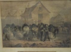 WITHDRAWN  CONTINENTAL SCHOOL "Canal scene", watercolour, signed "ER" lower left,