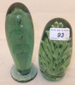 Two Victorian glass dumps CONDITION REPORTS Height of flower decorated glass dump approx. 18 cm,