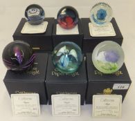 A collection of six Caithness glass paperweights - "Adagio", No'd. 259/750, "Magenta", No'd.