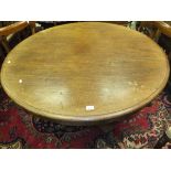 A 19th Century mahogany circular breakfast table with central pedestal and shaped base to claw feet