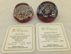 Two Caithness glass Whitefriars paperweights - "Garland of Roses", No'd. 102/750, bears
