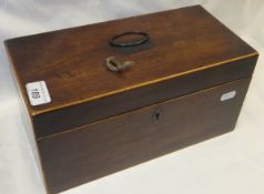 A 19th Century mahogany and boxwood strung tea caddy