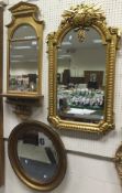 Three various gilt framed wall mirrors CONDITION REPORTS Mirror with shelf, is approx 100 x 36cm,